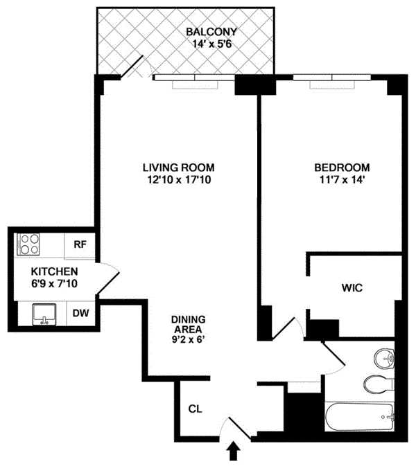 Floorplan for 201 West 70th Street, 33G