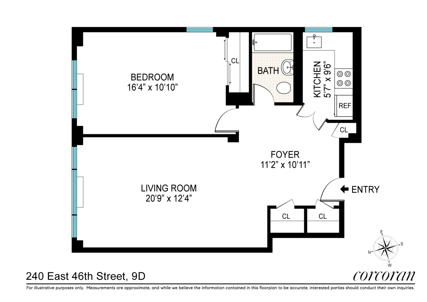 Floorplan for 240 East 46th Street, 9D
