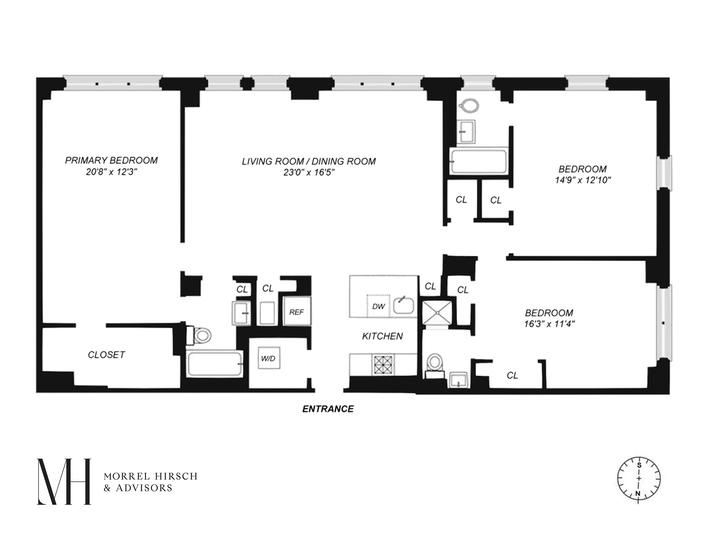 Floorplan for 235 West 102nd Street, 6M