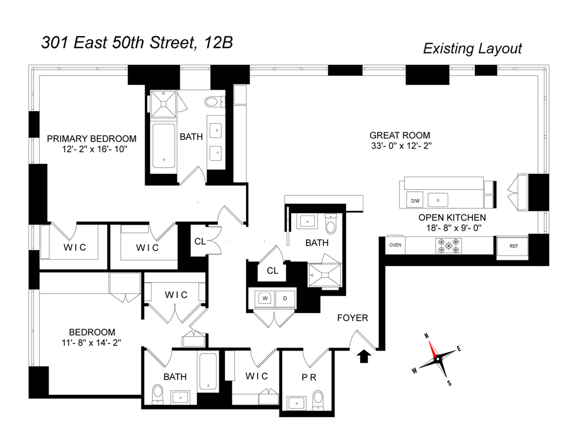 Floorplan for 301 East 50th Street, 12B