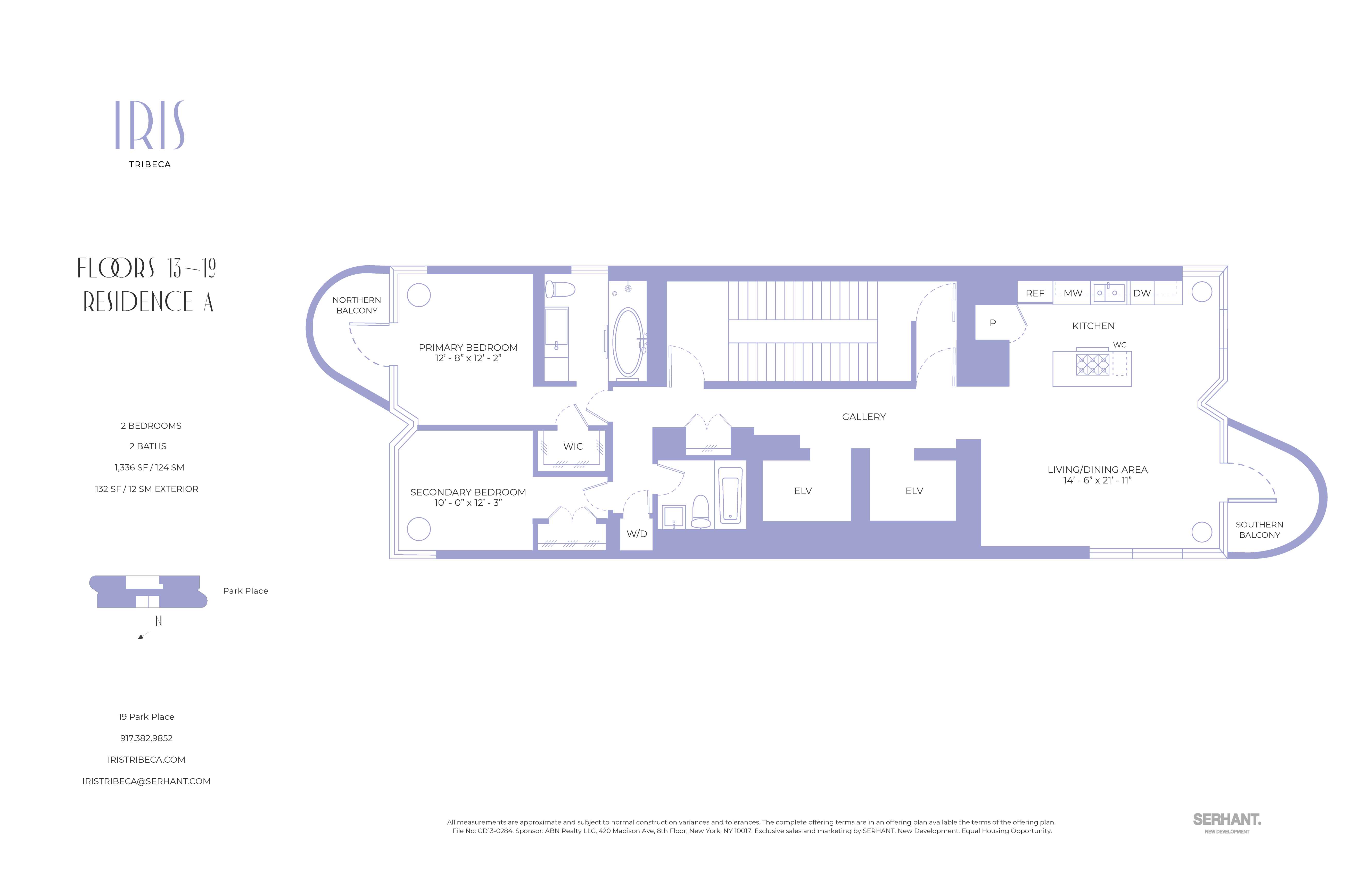 Floorplan for 19 Park Place, 17A