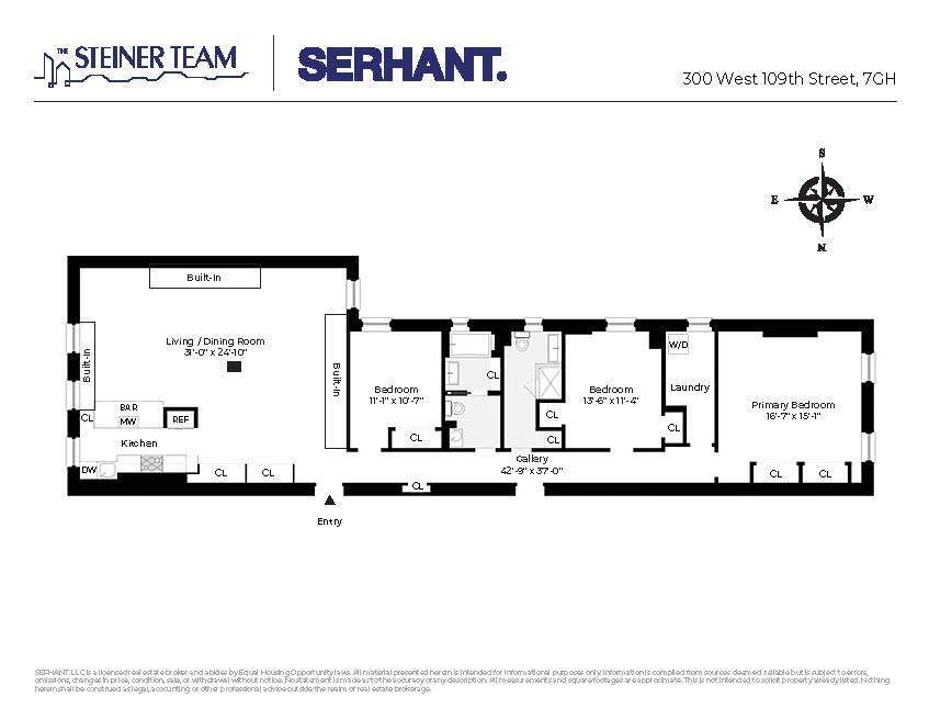 Floorplan for 300 West 109th Street, 7GH