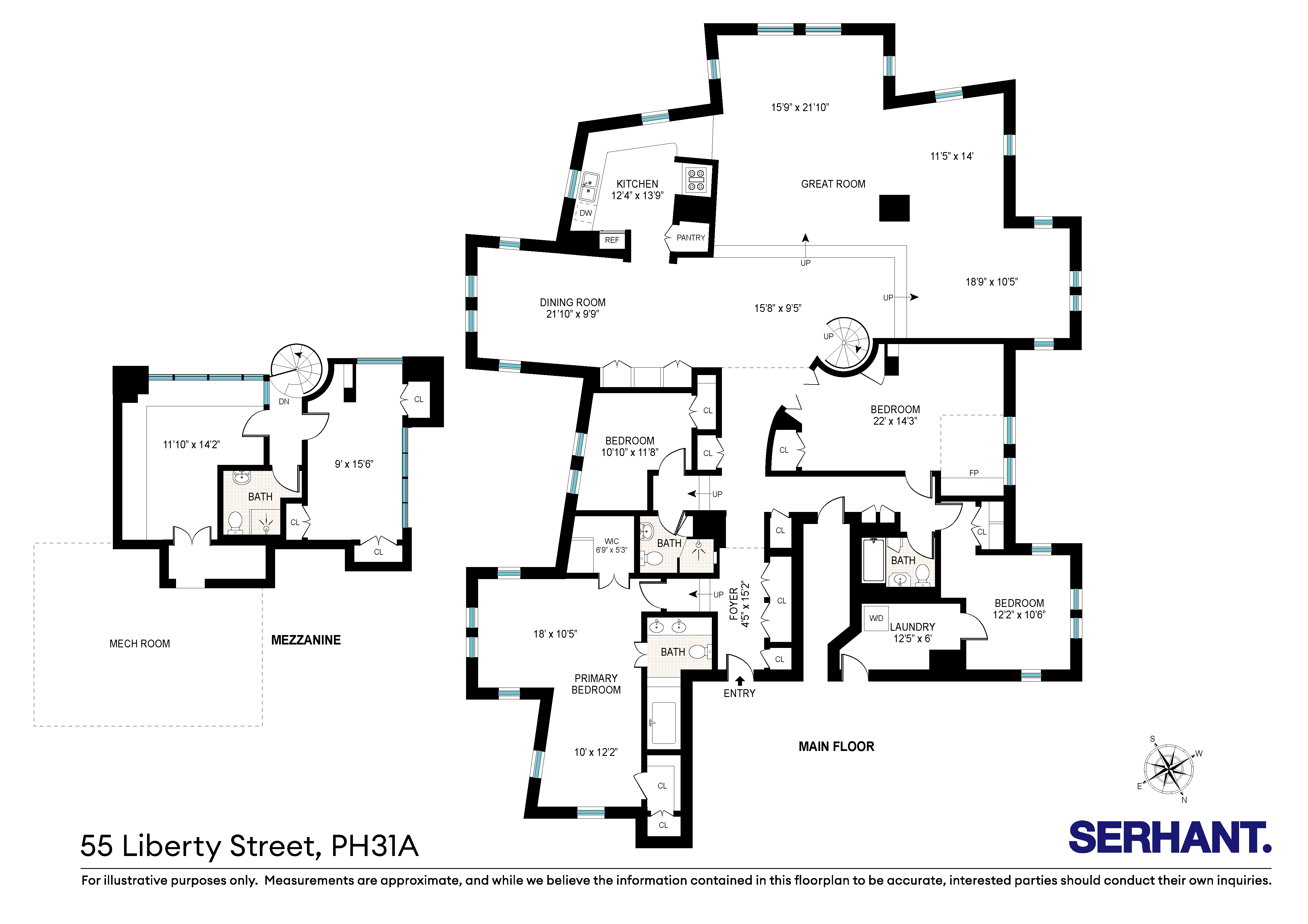 Floorplan for 55 Liberty Street, PH31A
