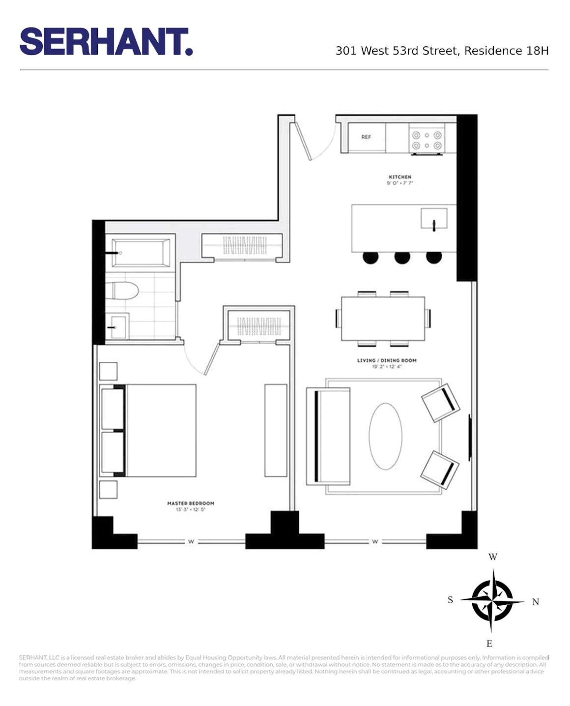 Floorplan for 301 West 53rd Street, 8H