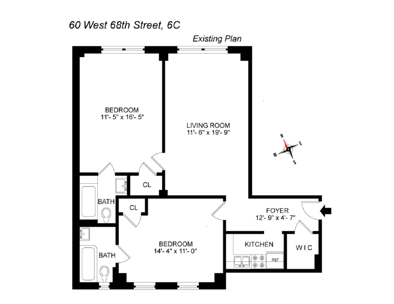 Floorplan for 60 West 68th Street, 6C