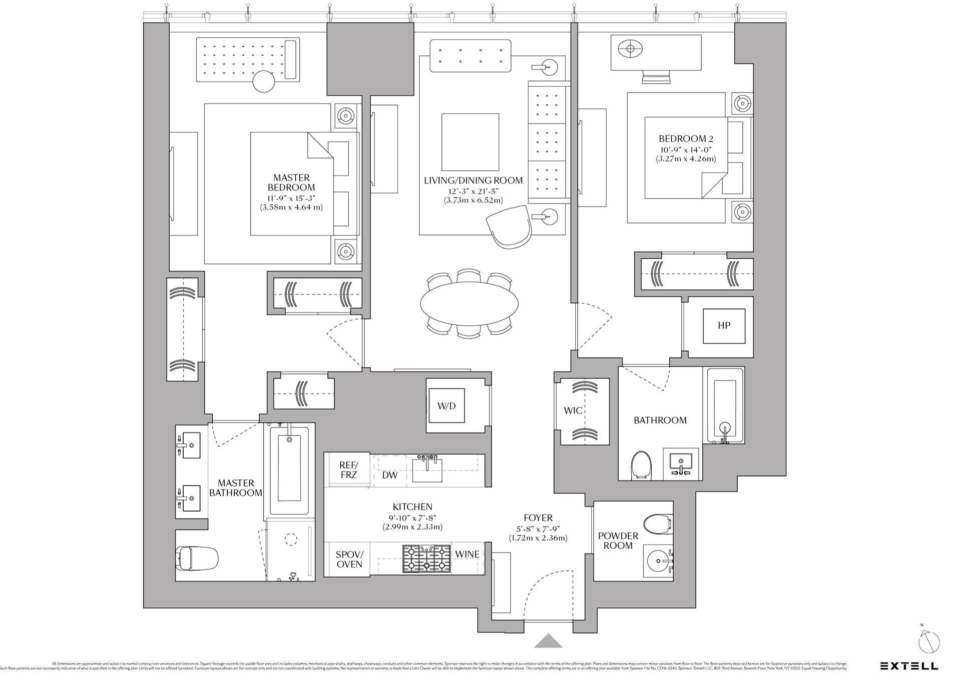 Floorplan for 217 West 57th Street, 55N