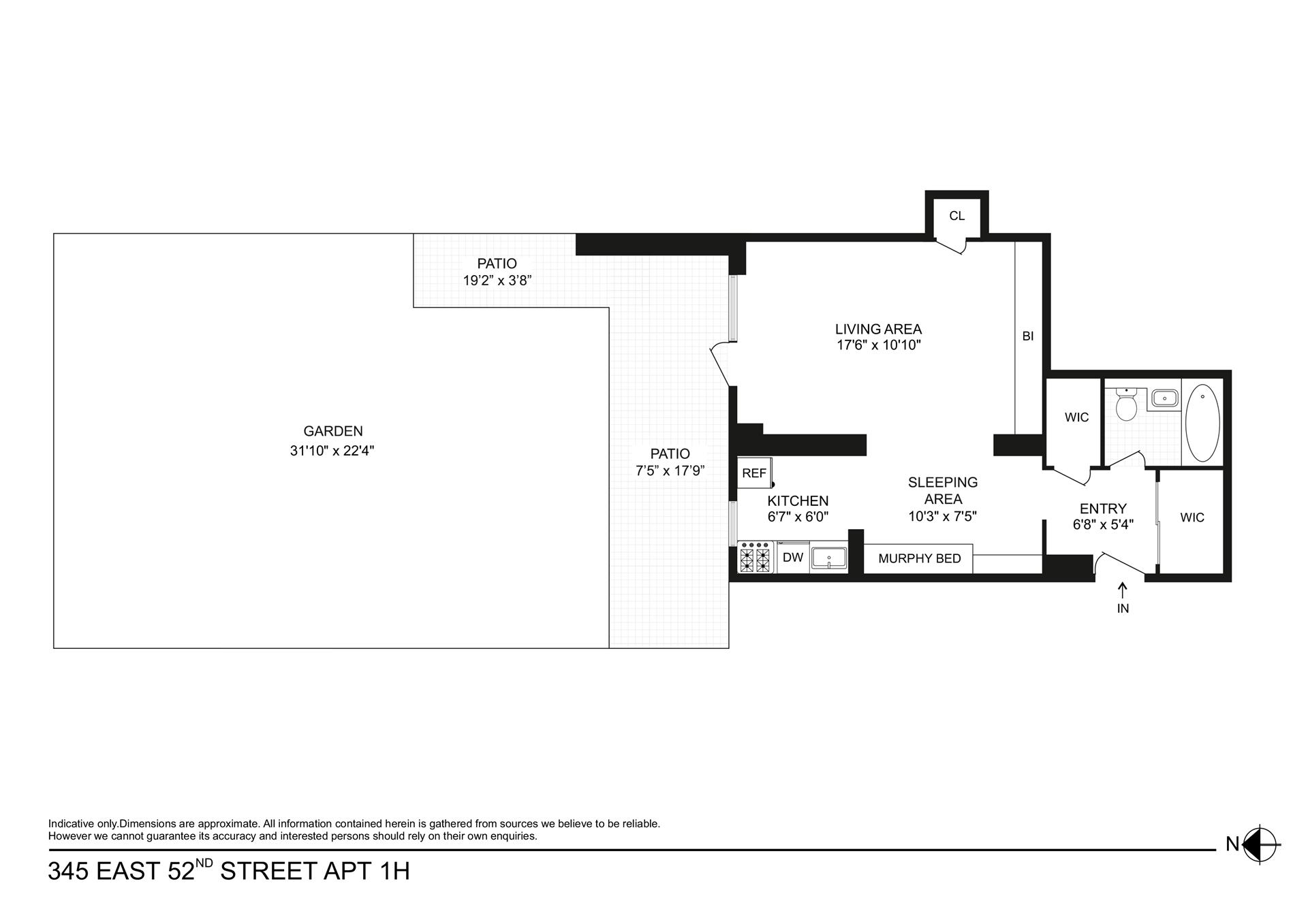 Floorplan for 345 East 52nd Street, 1H