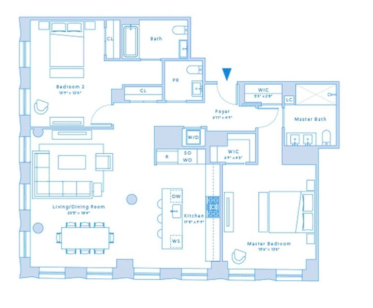 Floorplan for 242 Broome Street, 8C