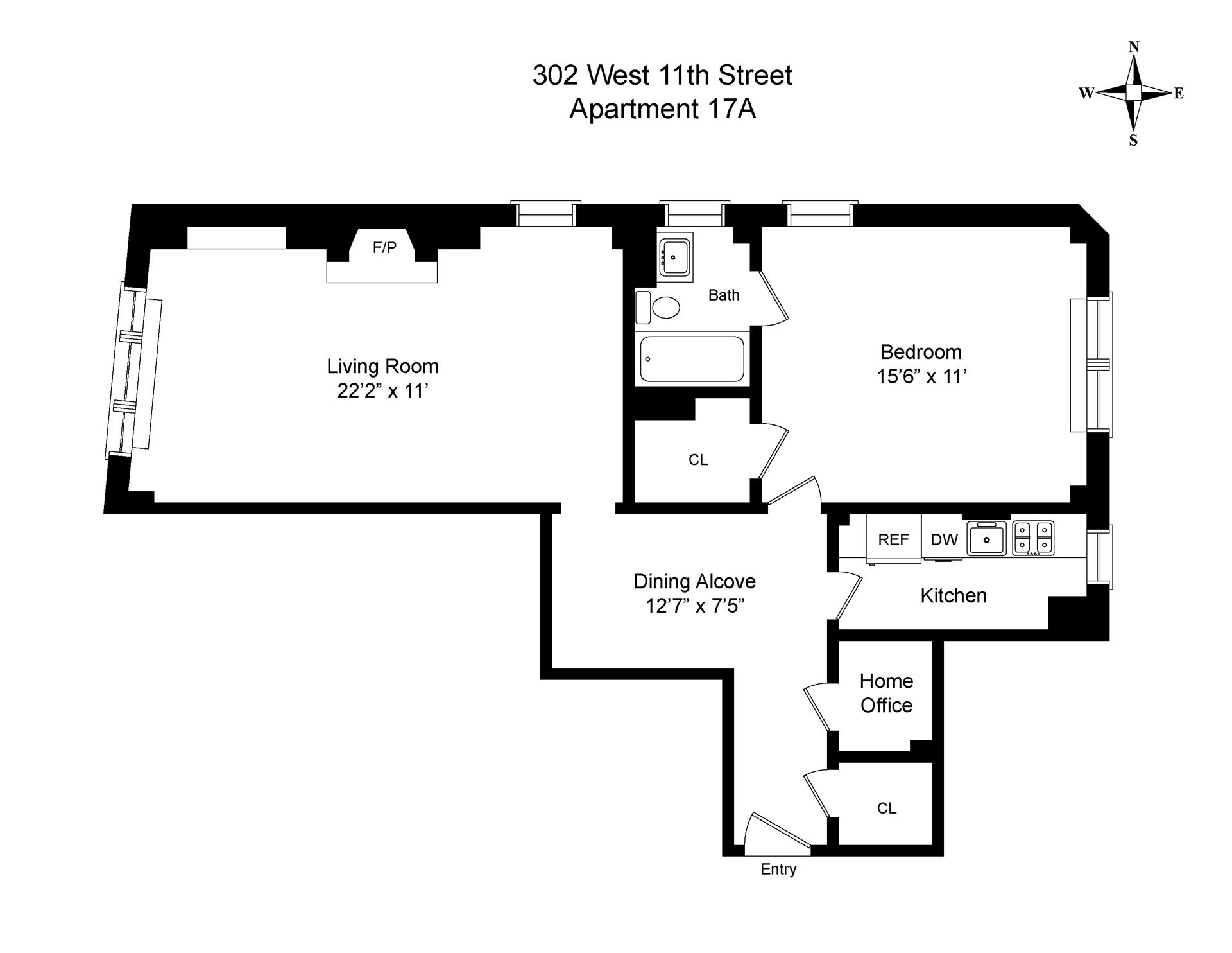 Floorplan for 302 West 12th Street, 17A