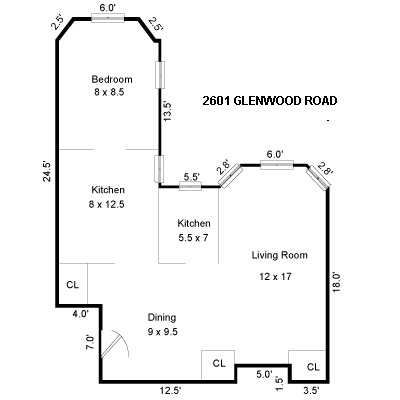 Floorplan for 2601 Glenwood Road, 1G