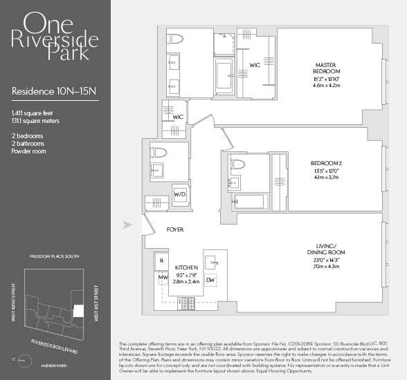 Floorplan for 50 Riverside Boulevard, 14N