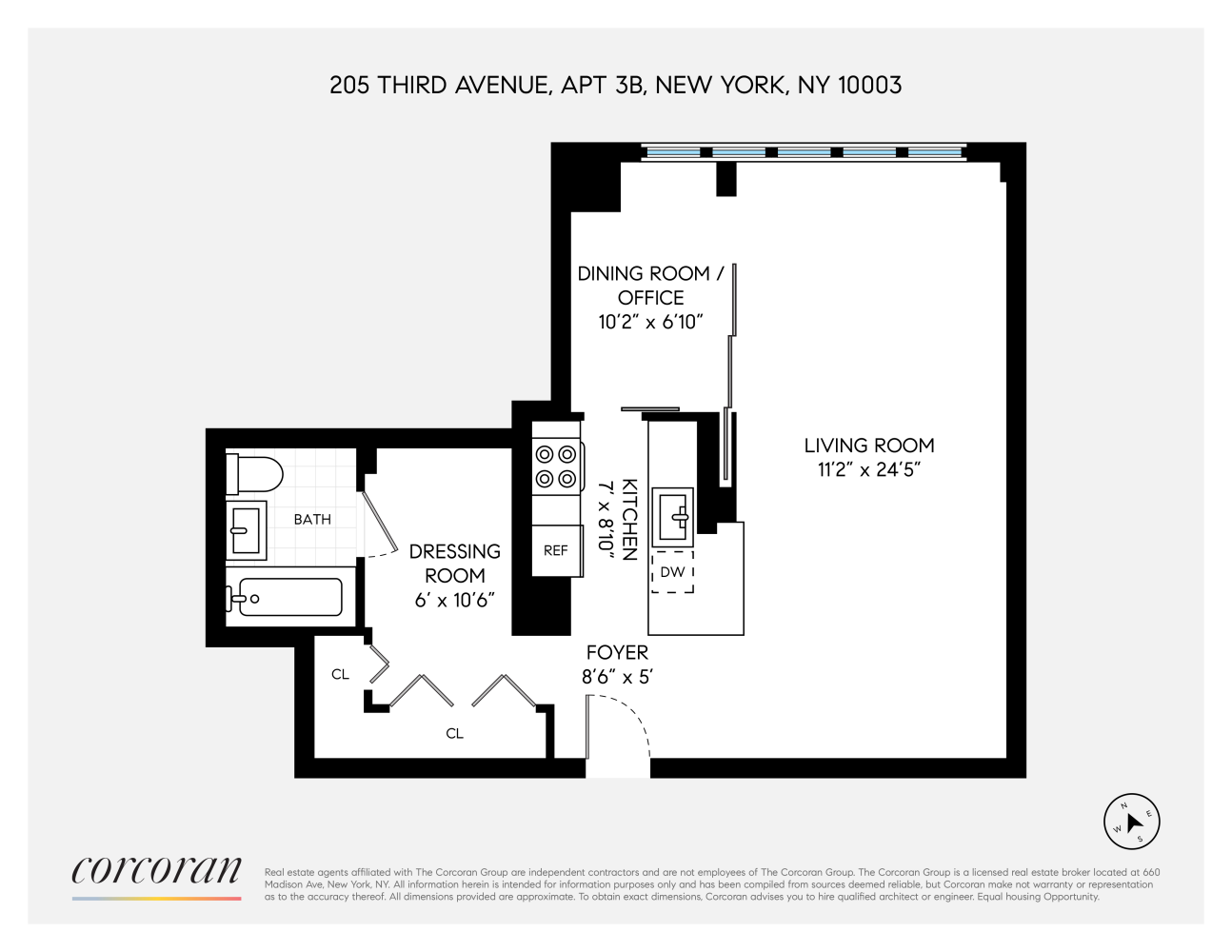 Floorplan for 205 3rd Avenue, 3B