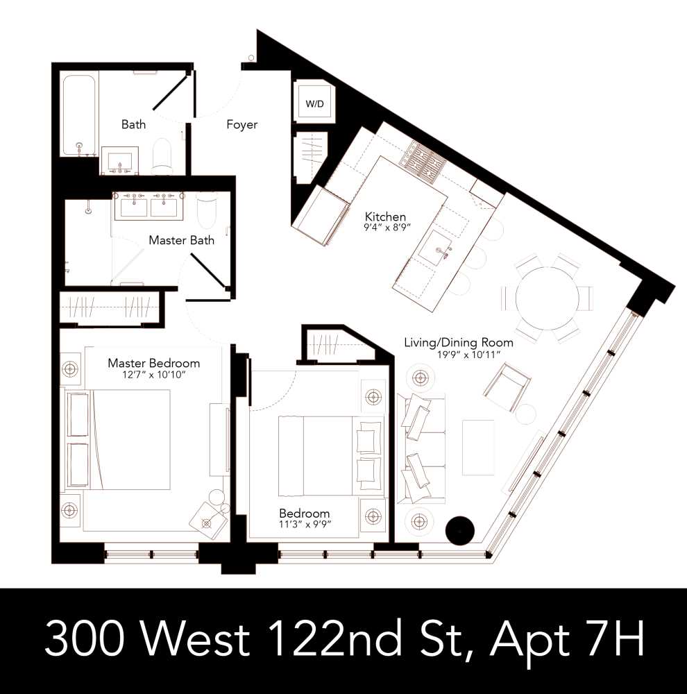 Floorplan for 300 West 122nd Street, 7H