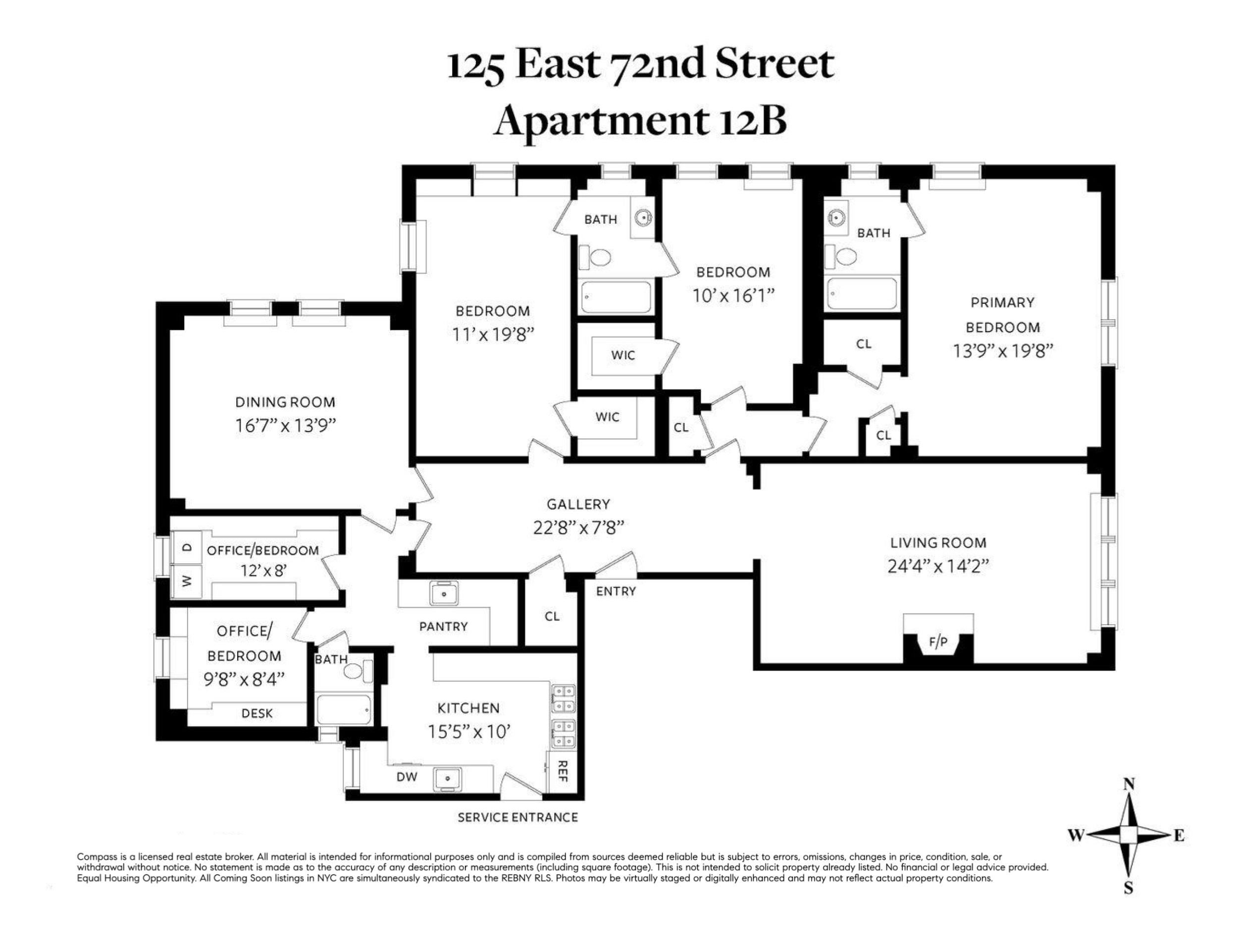 Floorplan for 125 East 72nd Street, 12B