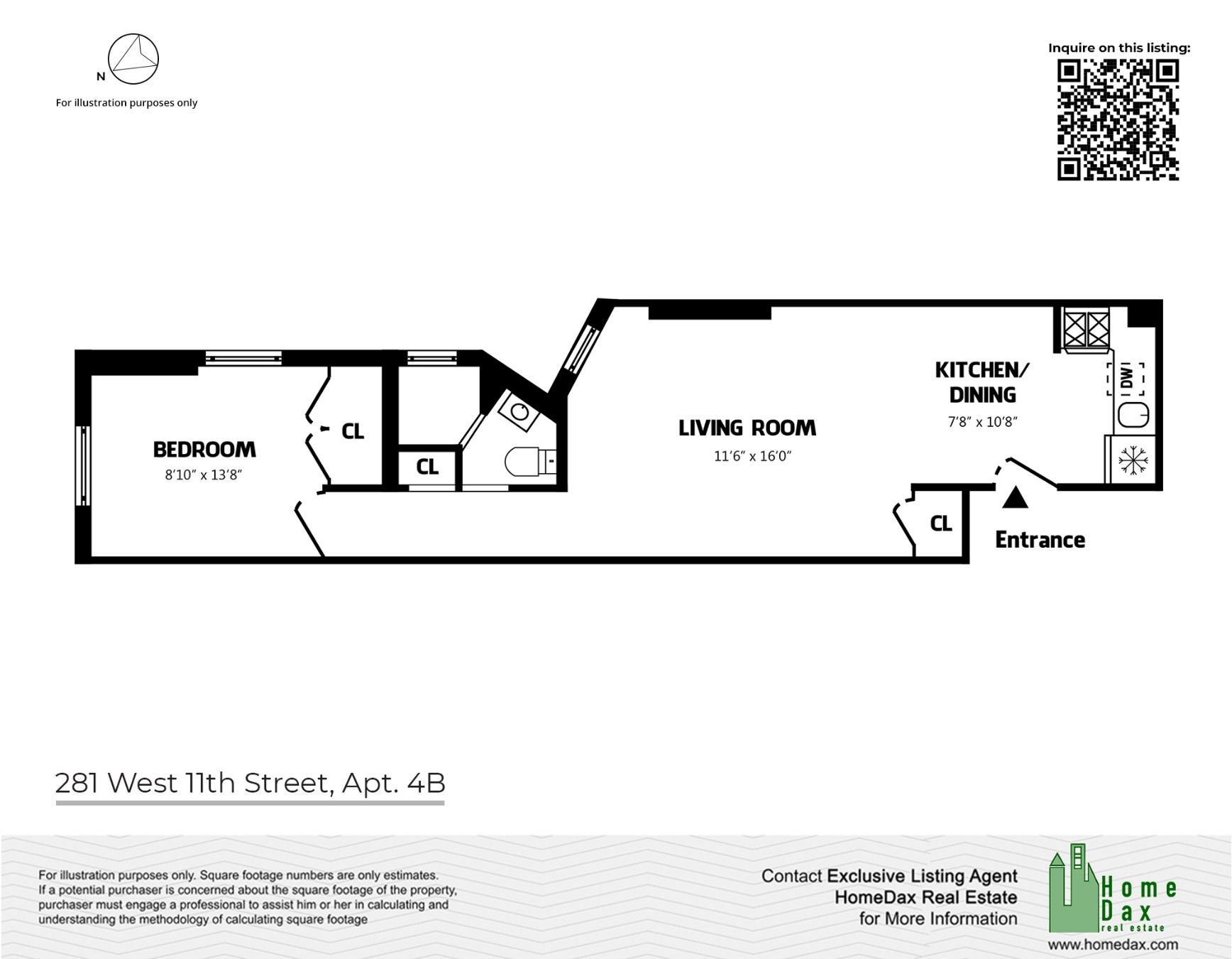 Floorplan for 281 West 11th Street, 4B