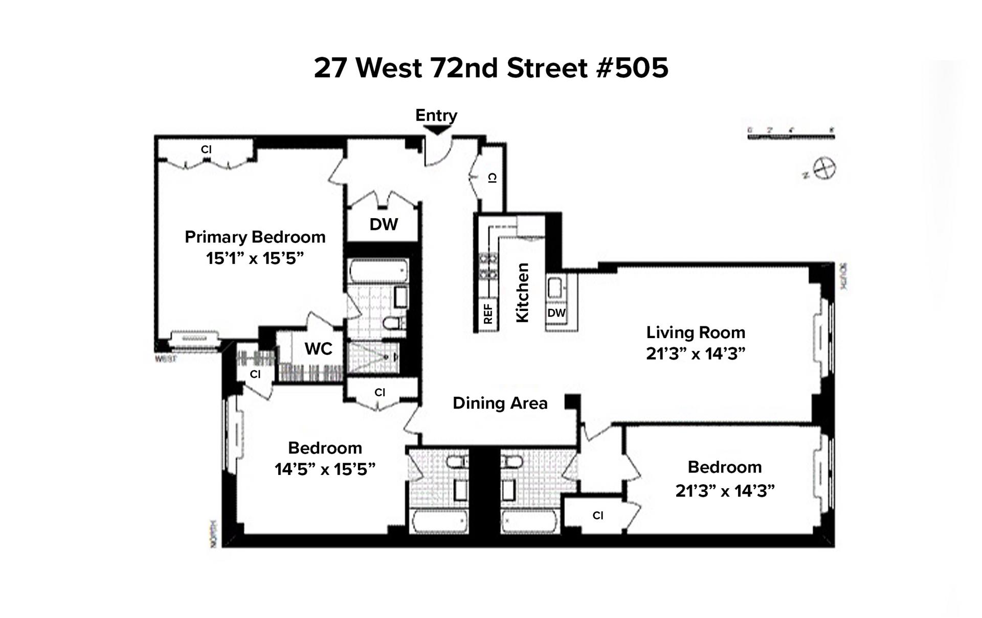 Floorplan for 27 West 72nd Street, 505