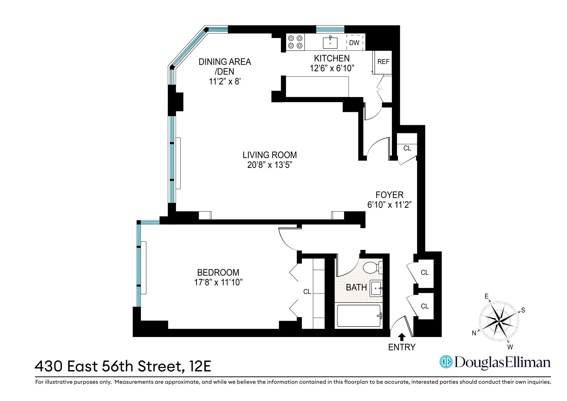 Floorplan for 430 East 56th Street, 12E