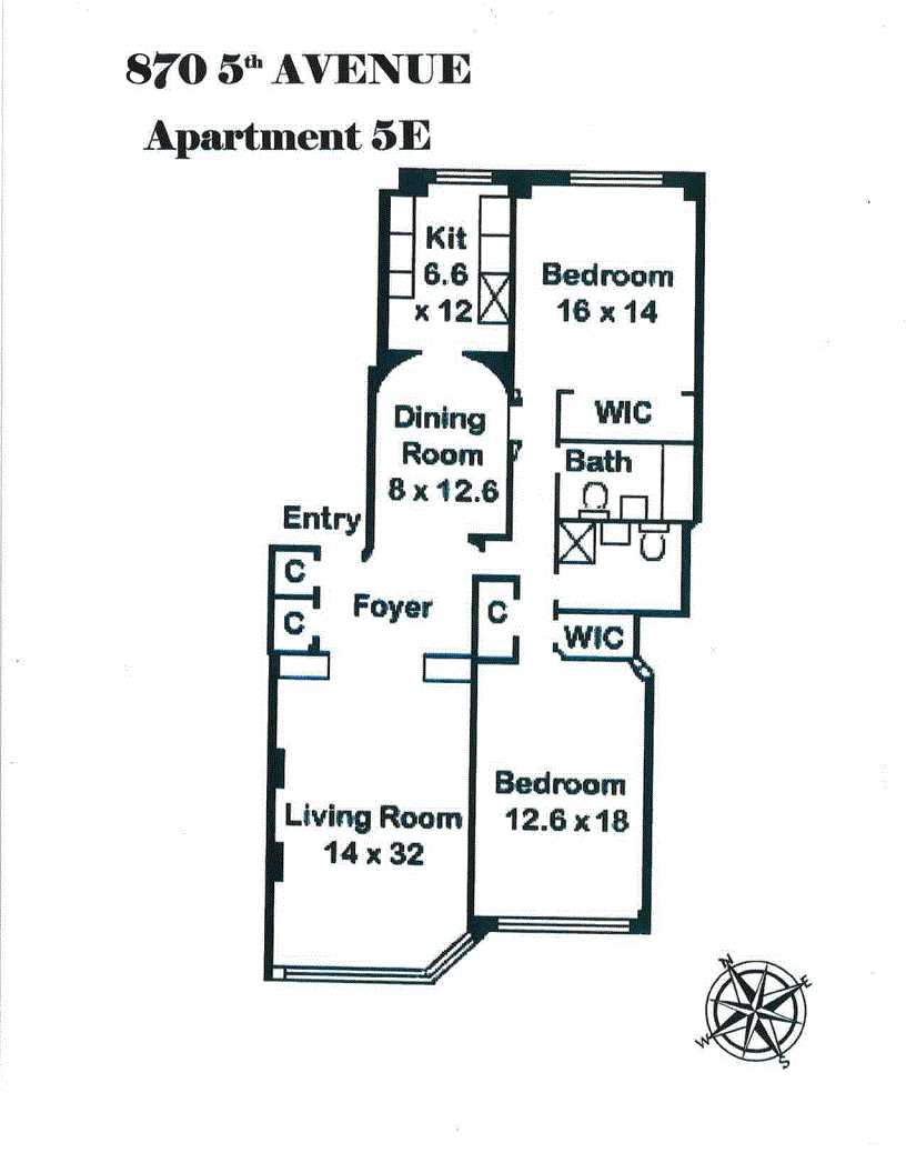 Floorplan for 870 5th Avenue, 5E