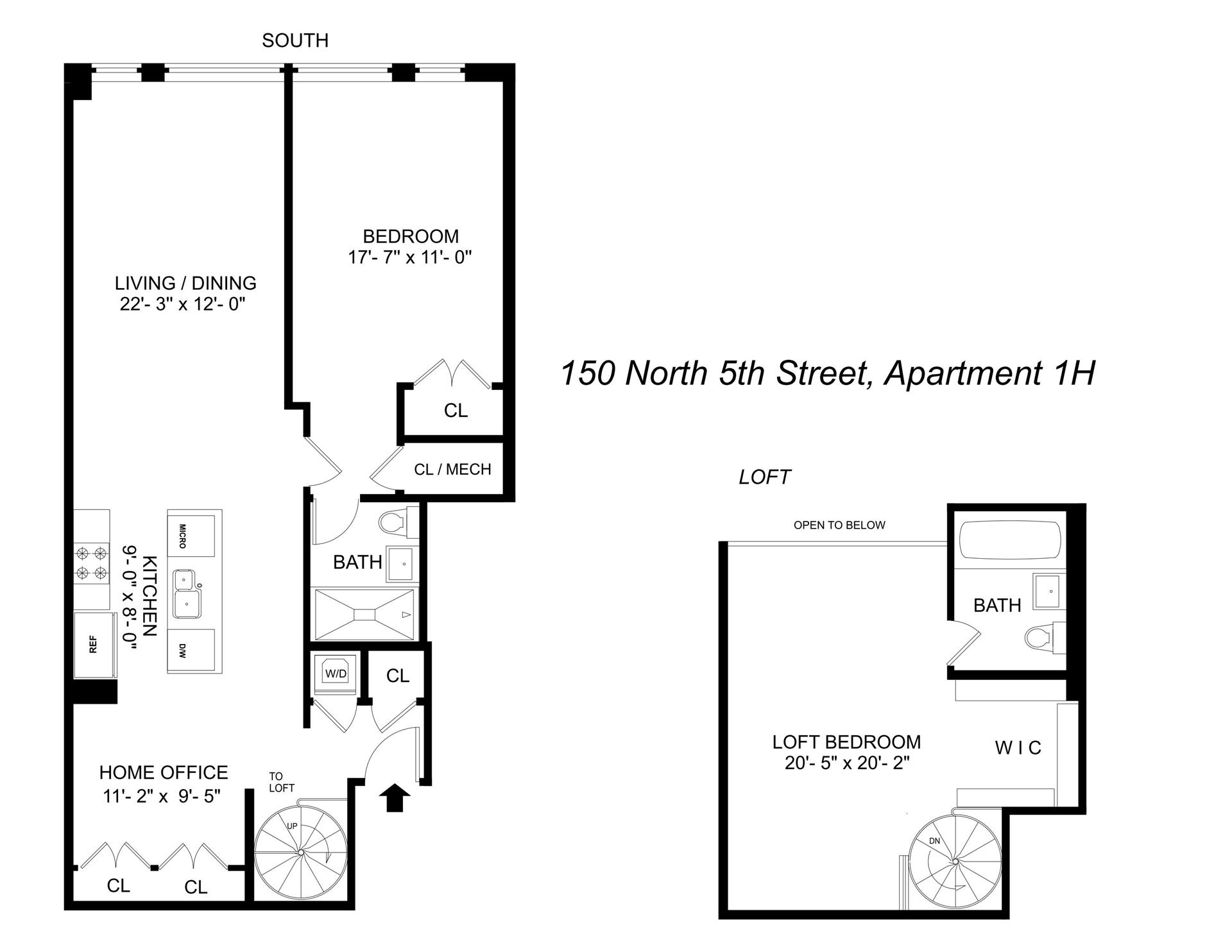 Floorplan for 150 North 5th Street, 1H