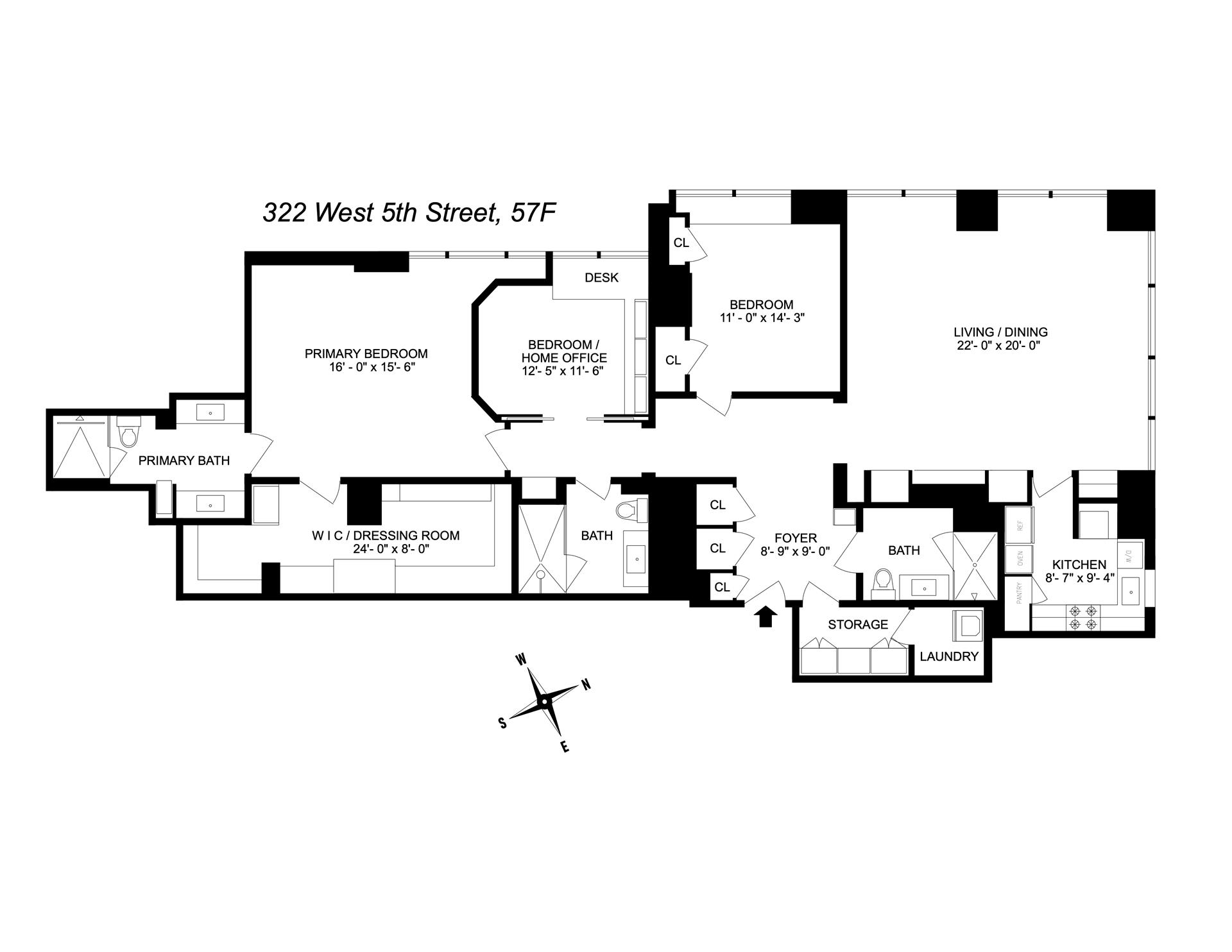 Floorplan for 322 West 57th Street, 57F