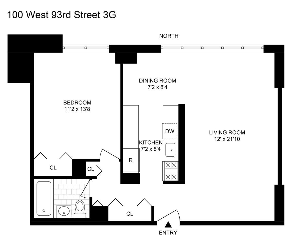 Floorplan for 100 West 93rd Street, 3G