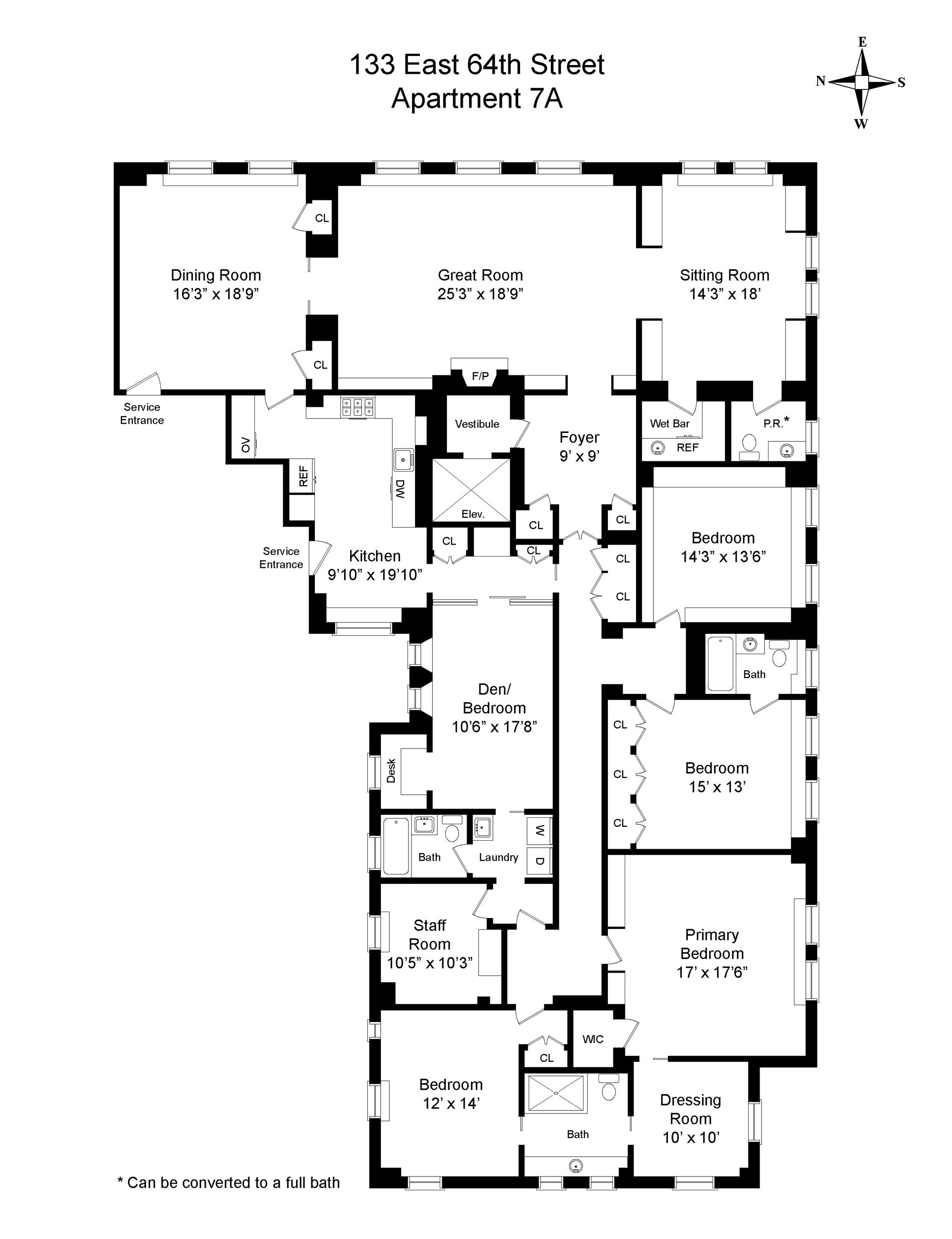 Floorplan for 133 East 64th Street, 7A