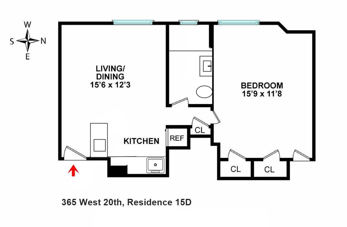 Floorplan for 365 West 20th Street, 15-D