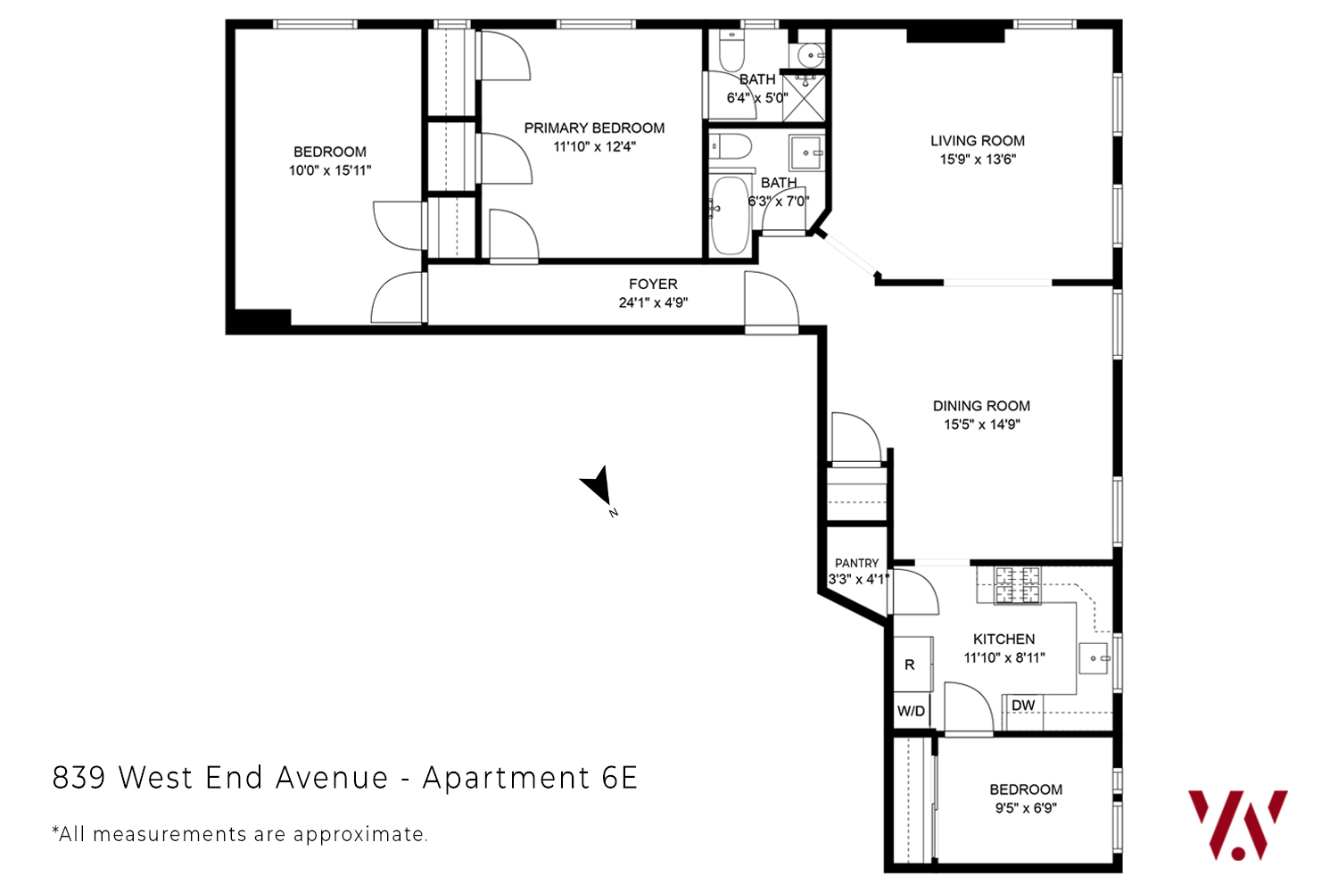 Floorplan for 839 West End Avenue, 6E