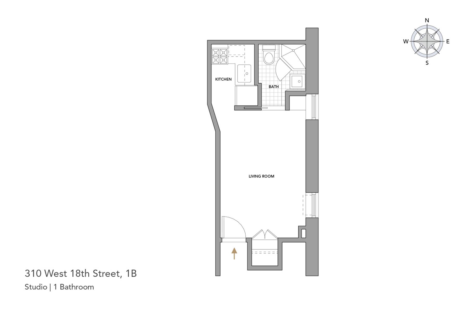 Floorplan for 310 West 18th Street, 1B