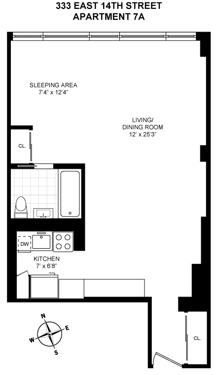 Floorplan for 333 East 14th Street, 7A