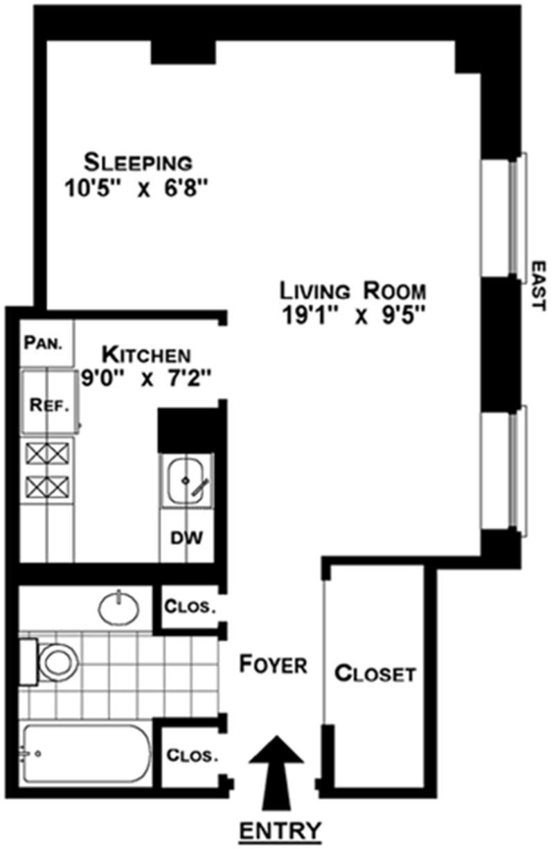 Floorplan for 201 West 74th Street, 8B