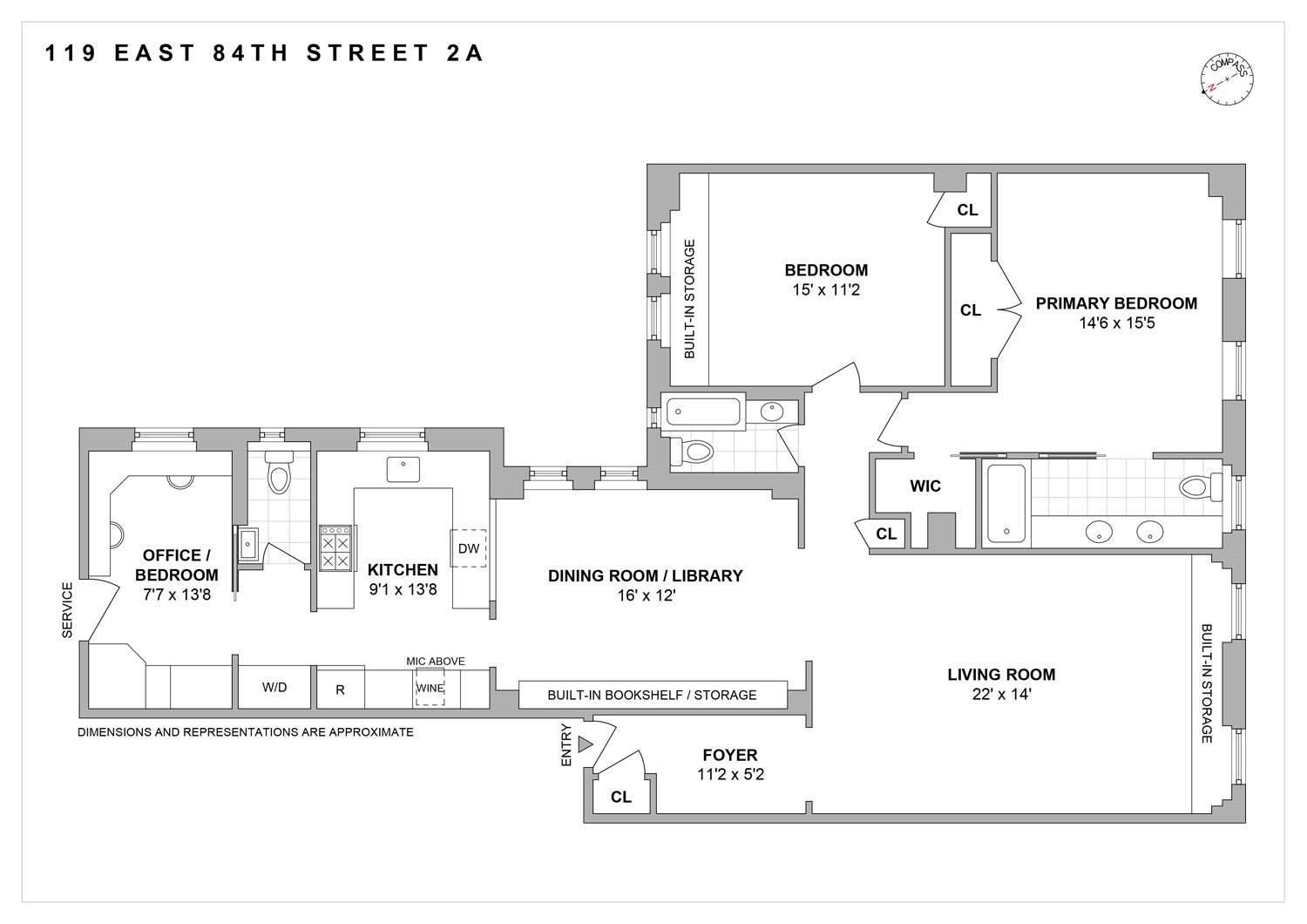 Floorplan for 119 East 84th Street, 2A