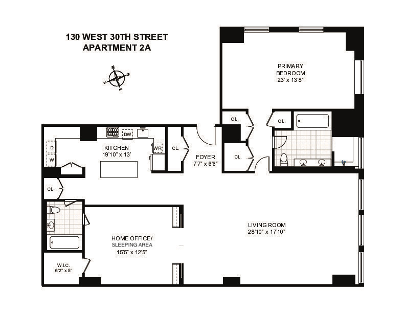 Floorplan for 130 West 30th Street, 2A