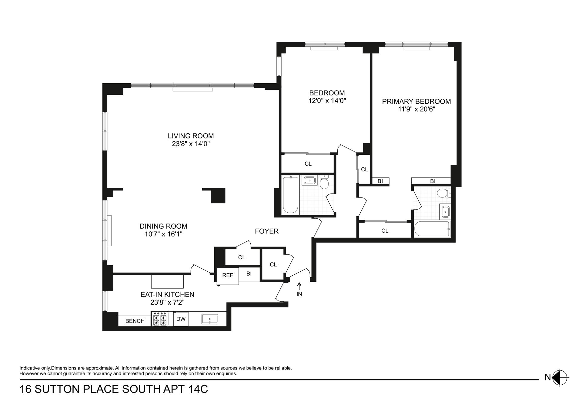 Floorplan for 16 Sutton Place, 14C