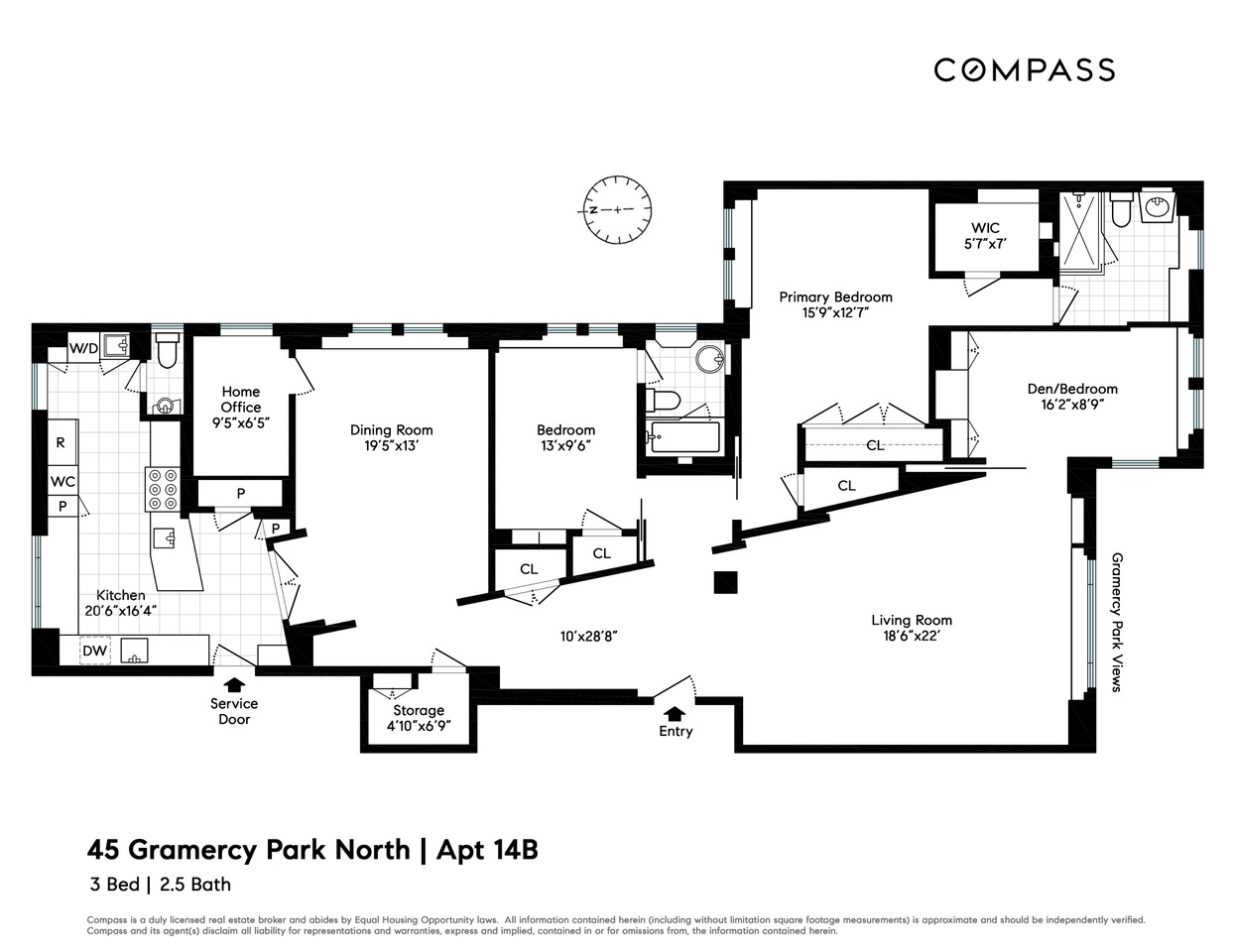 Floorplan for 45 Gramercy Park, 14B