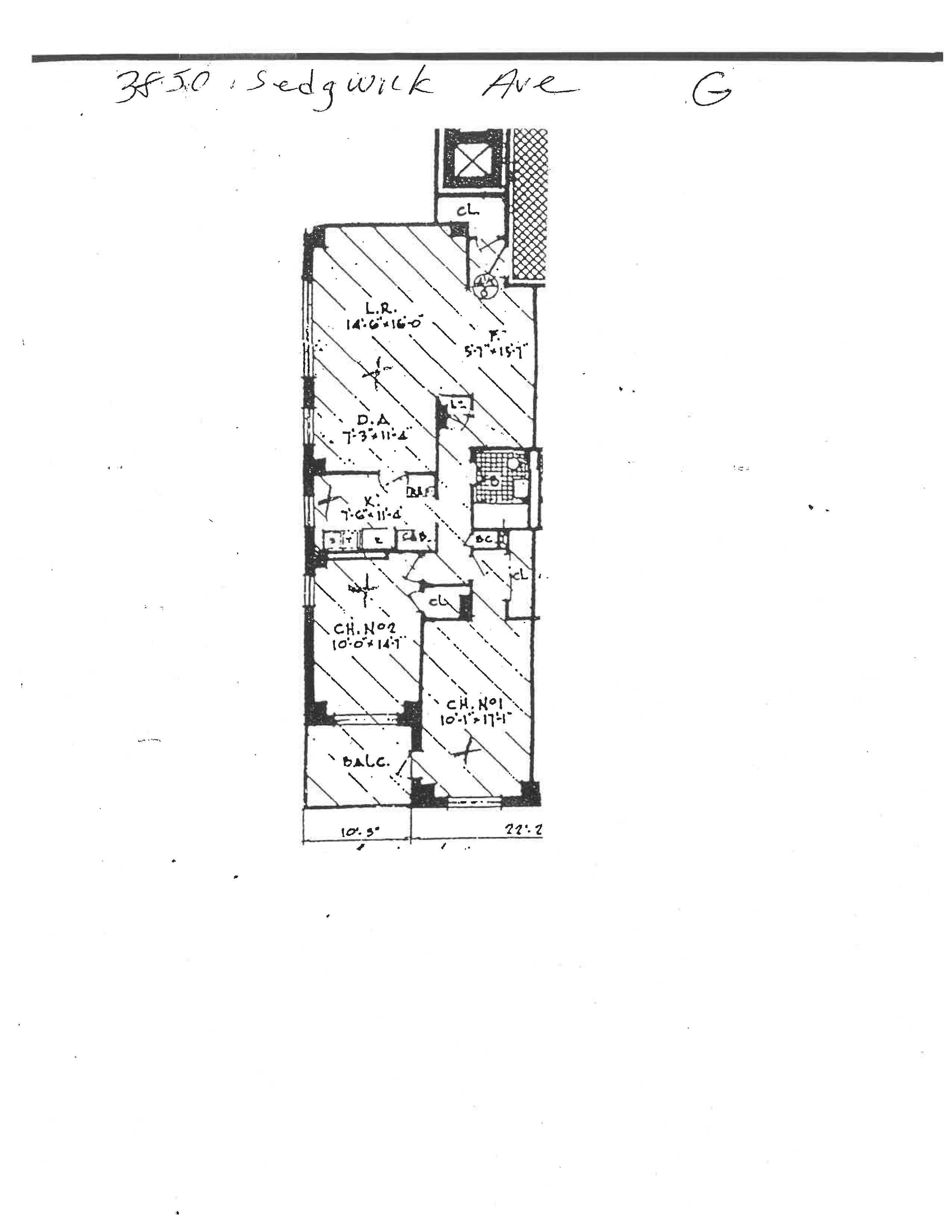 Floorplan for 3850 Sedgwick Avenue, 8-G
