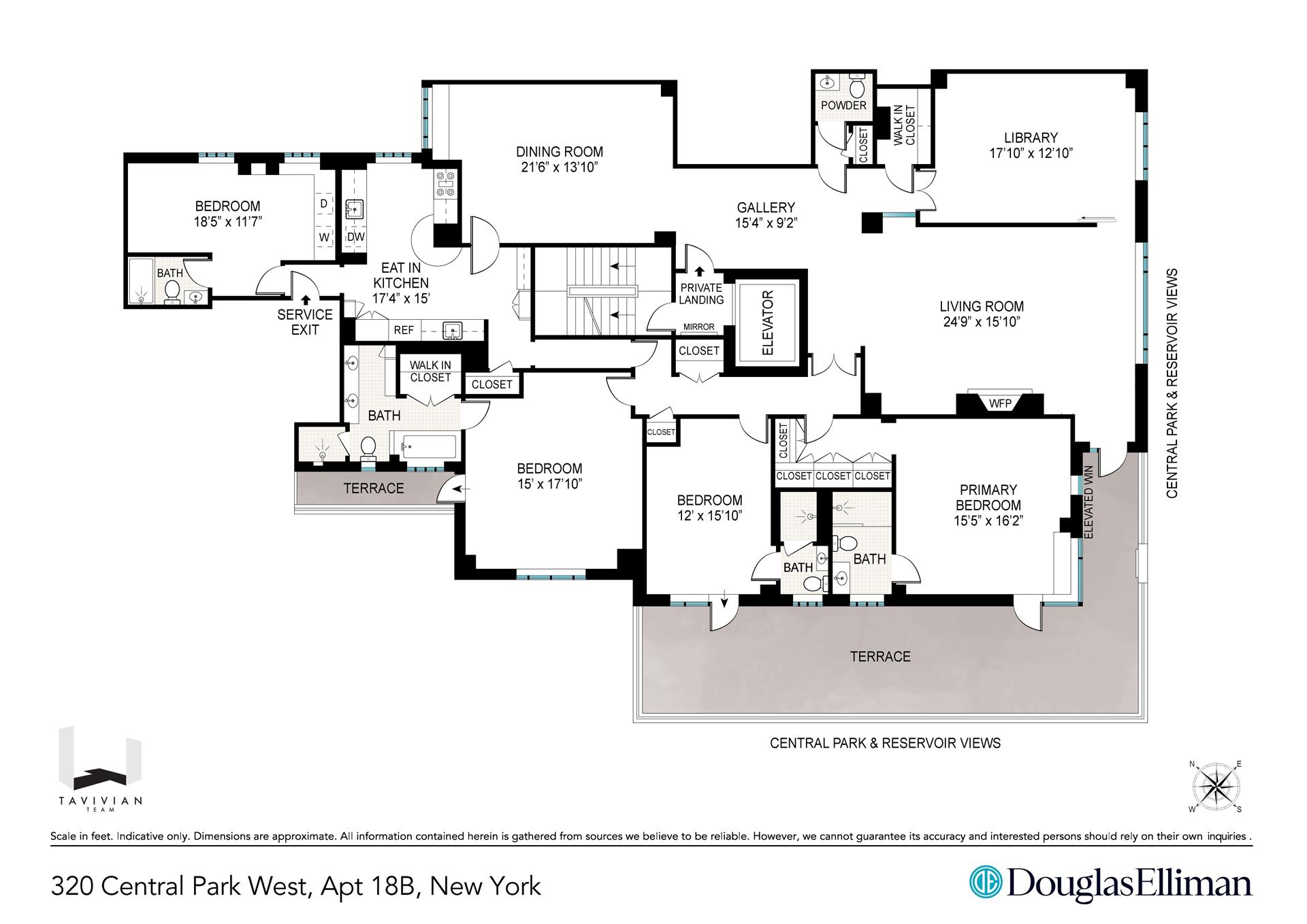 Floorplan for 320 Central Park, 18B