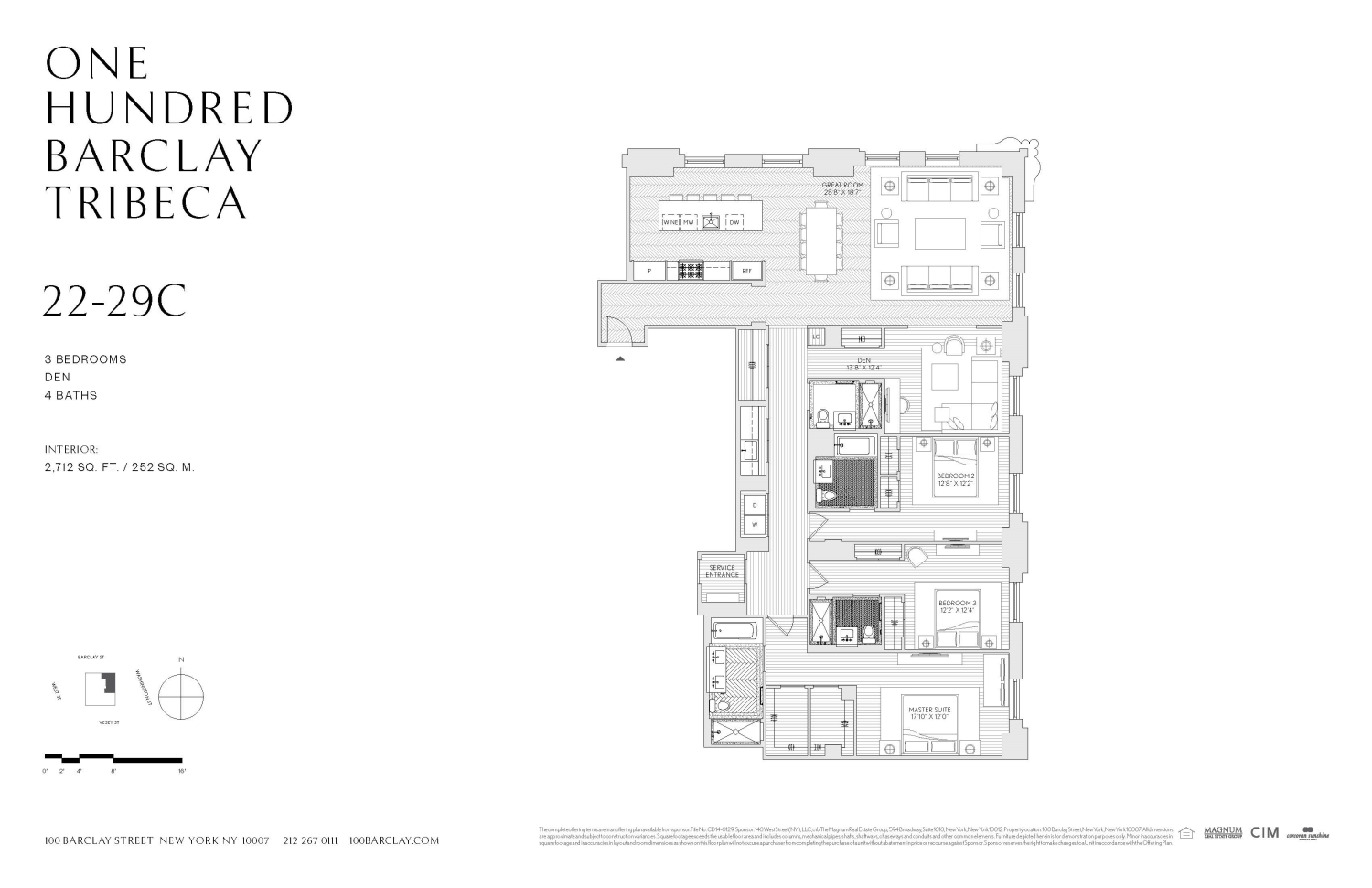 Floorplan for 100 Barclay Street, 22C