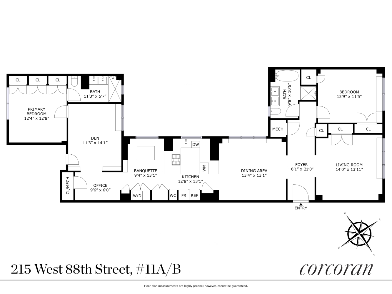 Floorplan for 215 West 88th Street, 11AB