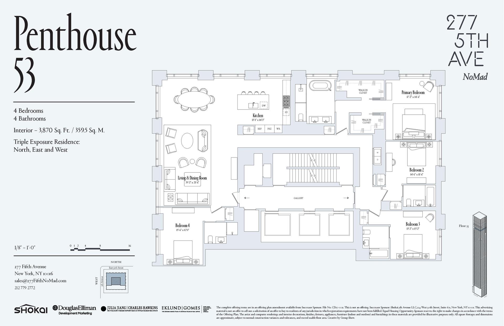 Floorplan for 277 5th Avenue, PH53