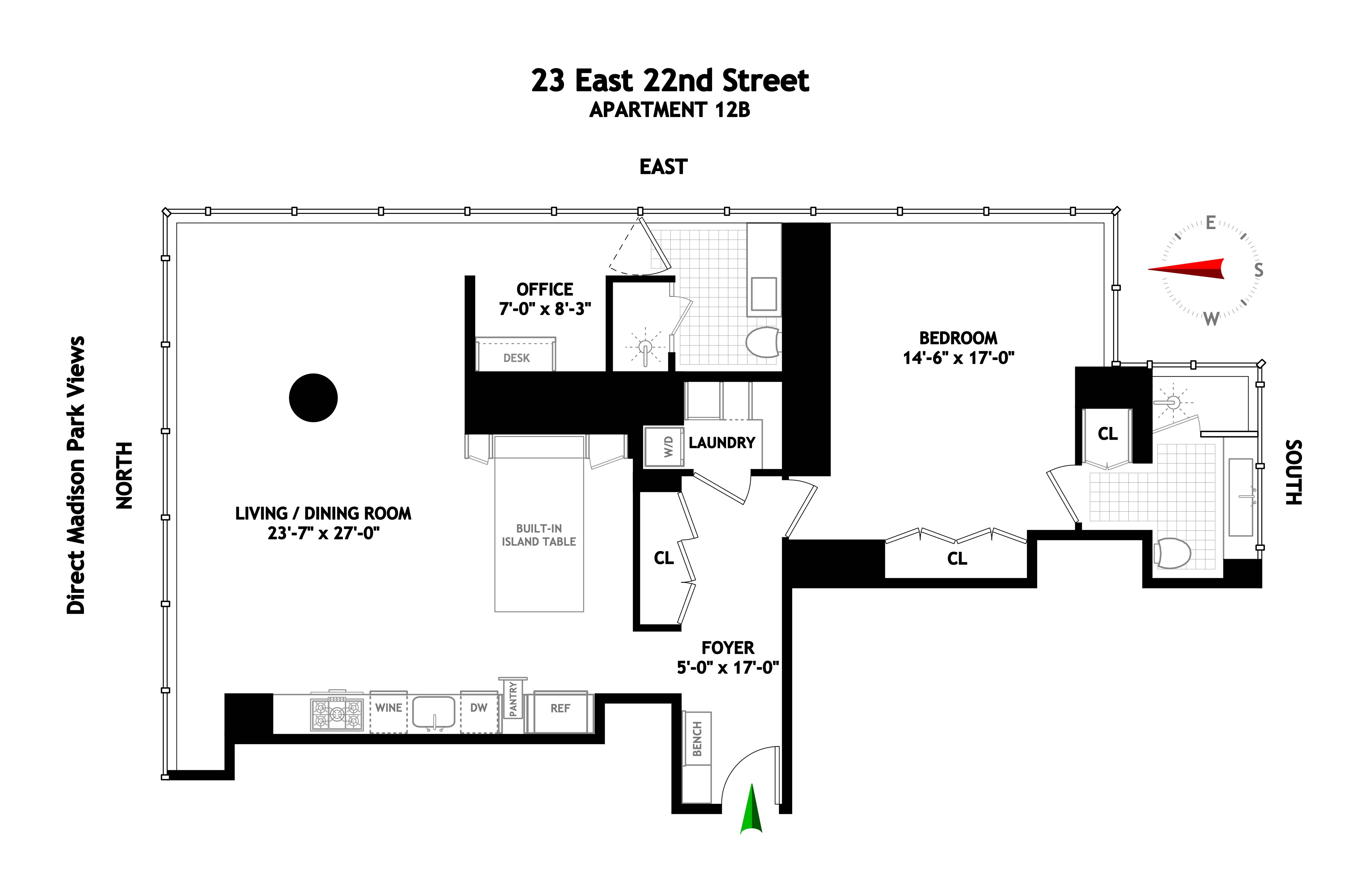 Floorplan for 23 East 22nd Street, 12B