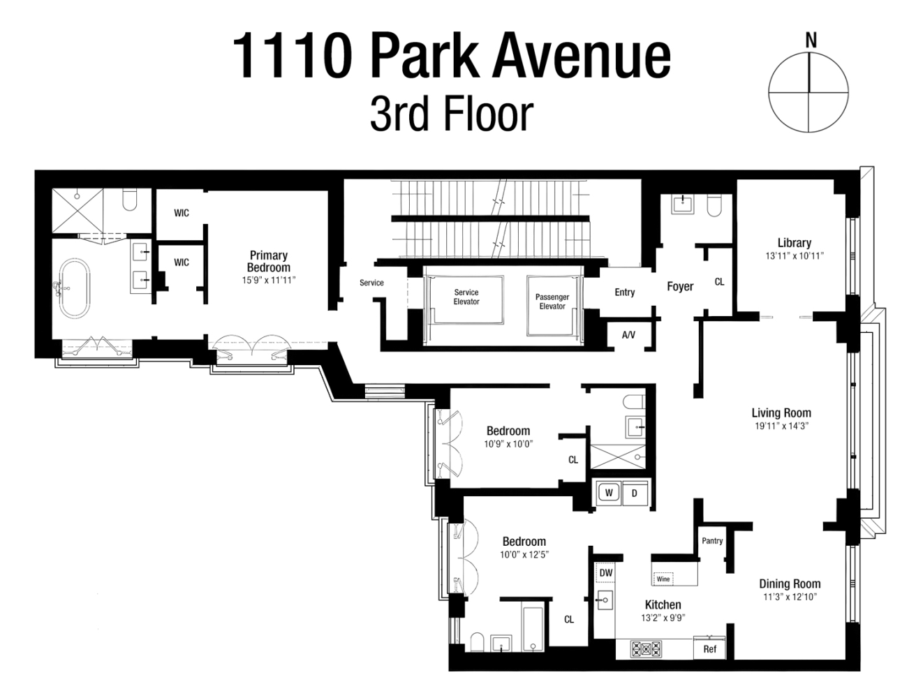 Floorplan for 1110 Park Avenue, 3FL