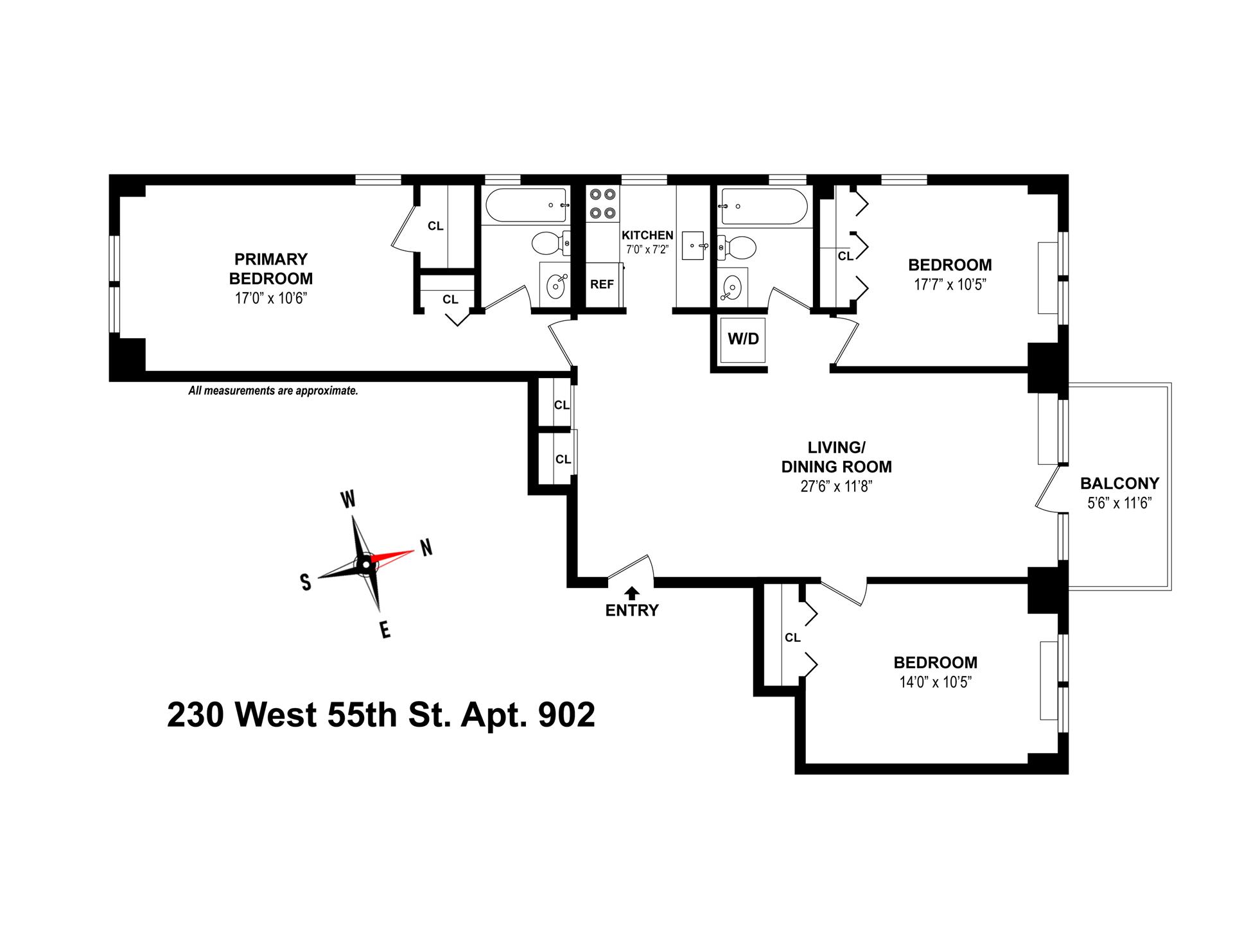 Floorplan for 230 West 55th Street, 902