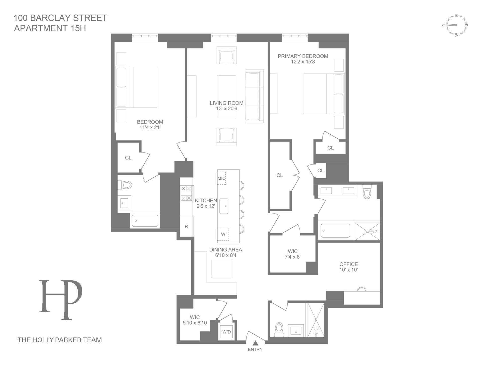 Floorplan for 100 Barclay Street, 15H