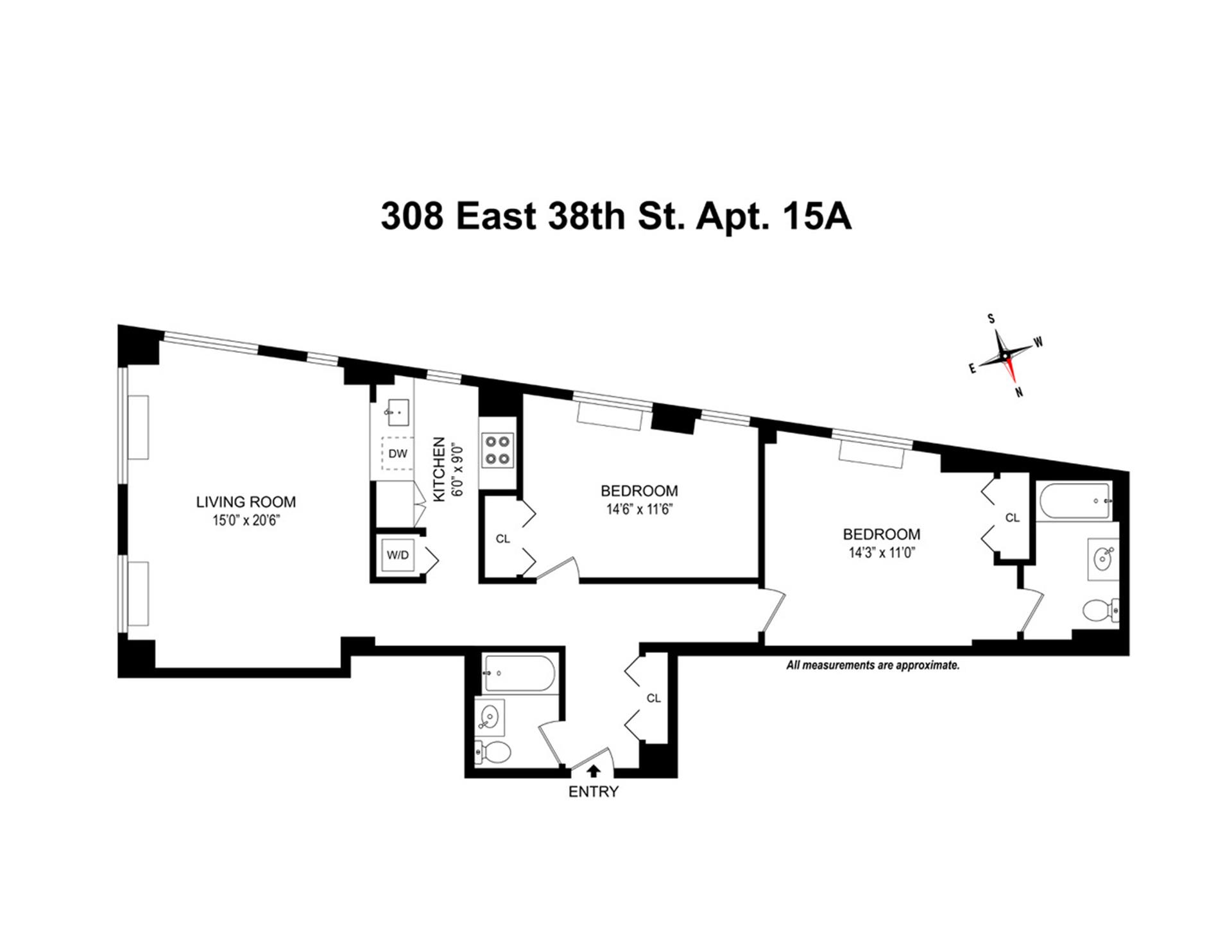 Floorplan for 308 East 38th Street, 15A