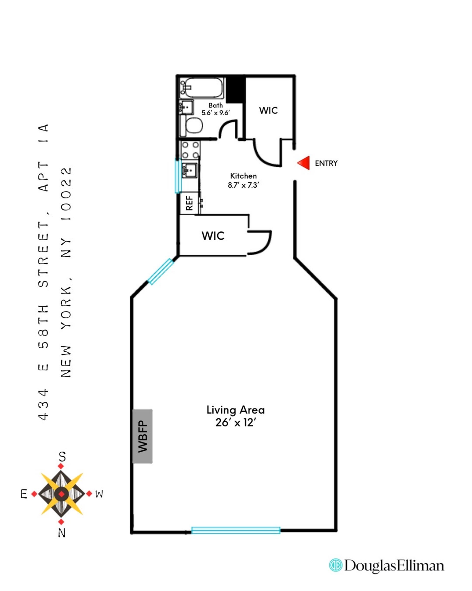 Floorplan for 434 East 58th Street, 1A