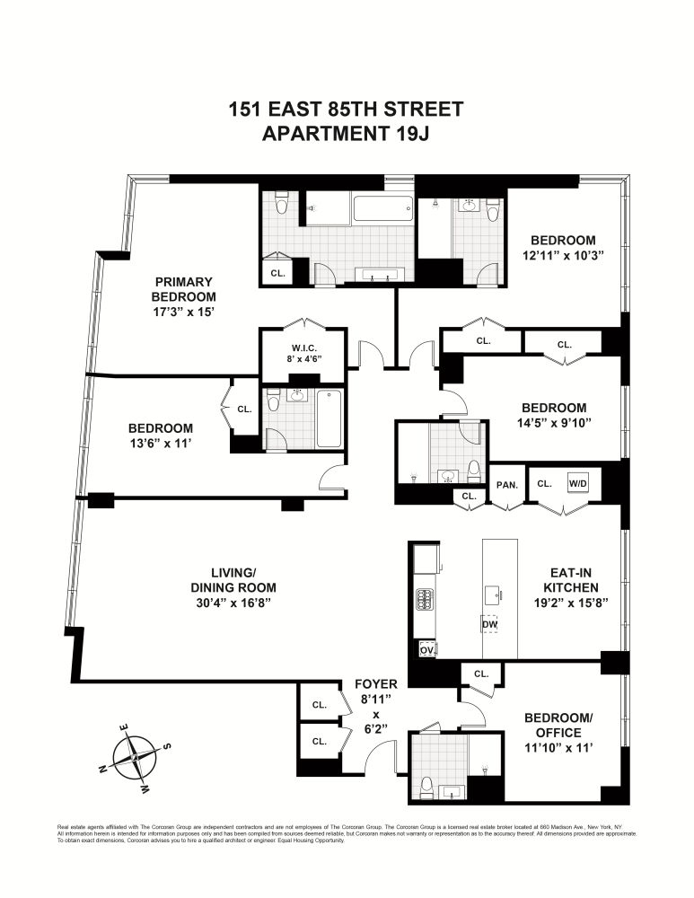 Floorplan for 151 East 85th Street, 19J