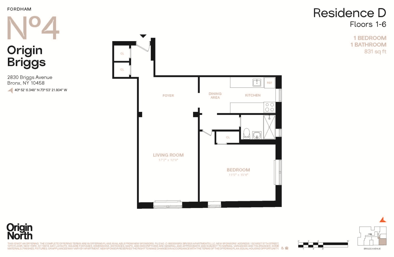 2830 BRIGGS Avenue, New York, NY 10458, 1 Bedroom Bedrooms, 3 Rooms Rooms,1 BathroomBathrooms,Residential,For Sale,ORIGIN NORTH BRIGGS,BRIGGS,RPLU-33422900805