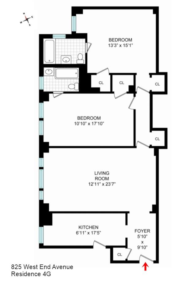 Floorplan for 825 West End Avenue, 4-G