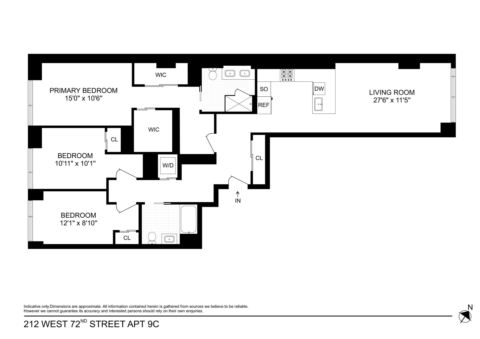 Floorplan for 212 West 72nd Street, 9C
